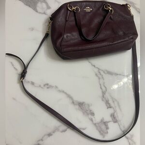 Coach Kelsey Satchel F28993 Plum/Oxblood Pebbled Leather Crossbody Bag